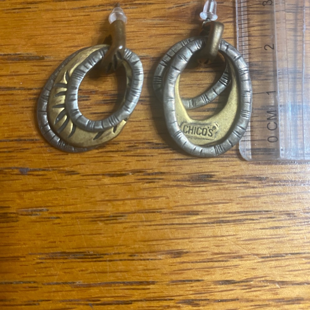Chico's Dual-Tone Textured Hoop Earrings